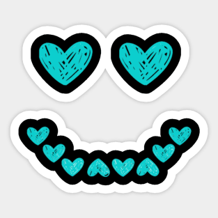 Smiling face heart blue Sticker